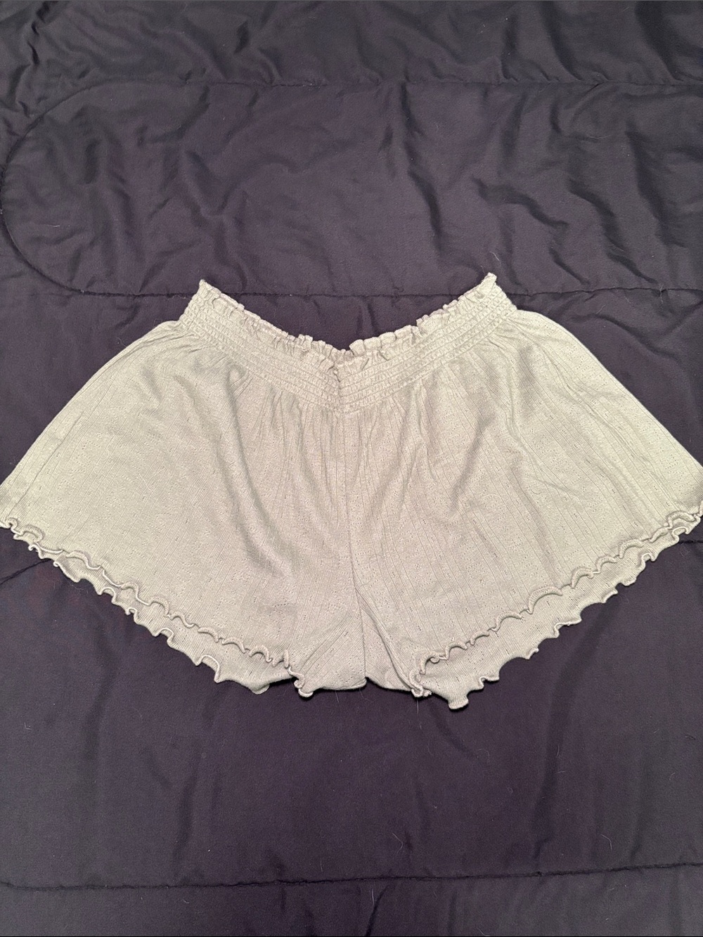 AERIE Light Green Ruffle Hem Lounge Shorts